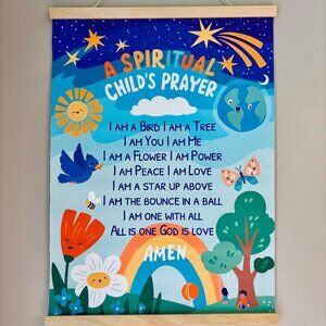 Wall Decor kids Canvas scroll 16x20,pine wood panels,cotton string for hanging.